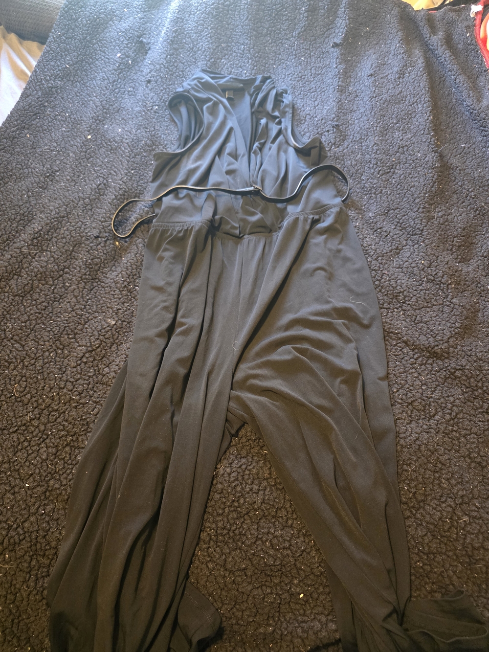 Lane Bryant Black Sleeveless V-Neck Jumpsuit with Waist Tie